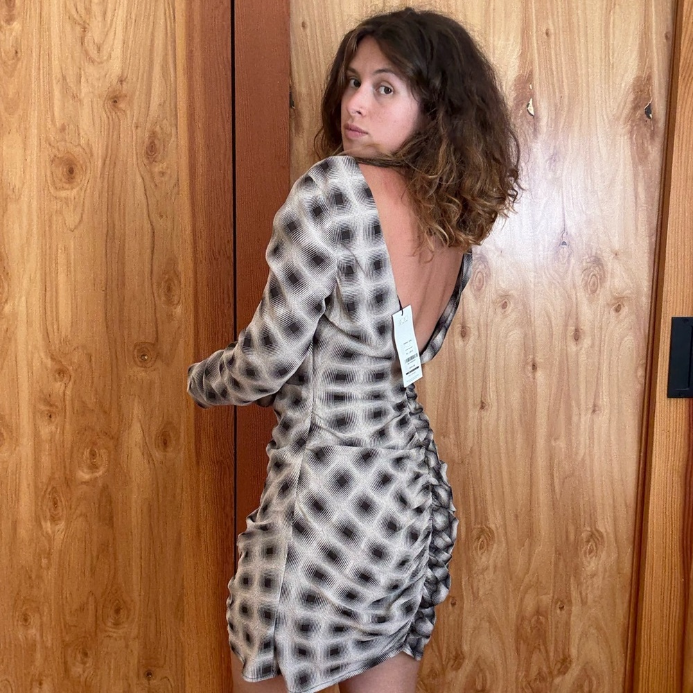 Eckhaus Latta Black and Cream Backless Dress